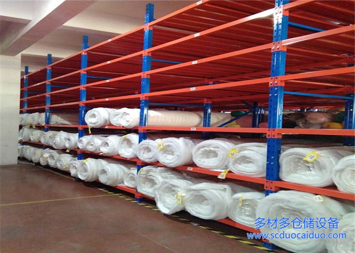 成都仓储货架案例-成都荷花池布匹仓库适用仓储仓库货架-四川重型货架厂家